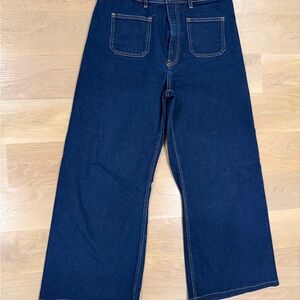 Zara Dark Blue Wide Leg Jeans